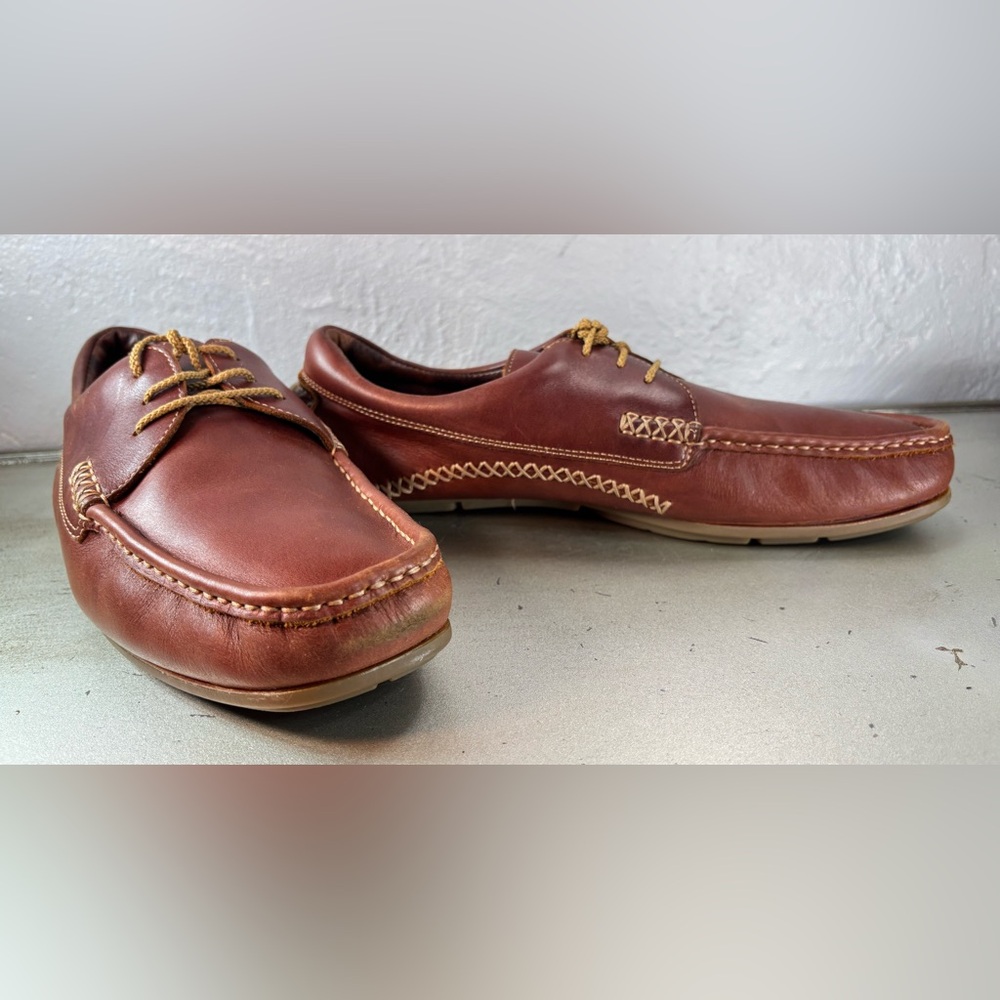CLARKS Men's Brown Moccasin-Style Leather Driving Loafers Size 10.5